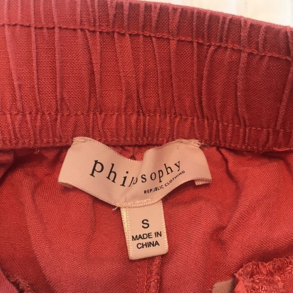 Philosophy Wide Leg Linen Pull Up Pants Size Small - Picture 7 of 13